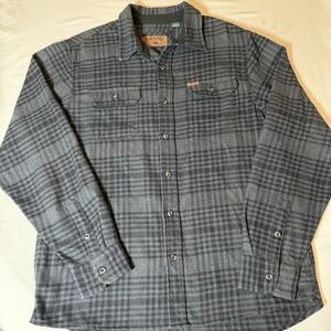 Orvis Shacket Men's Size Lg Black/Gray Plaid Heavyweight Pockets